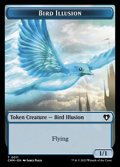 Zombie (0019) // Bird Illusion Double-Sided Token [Commander Masters Tokens] - Image 2