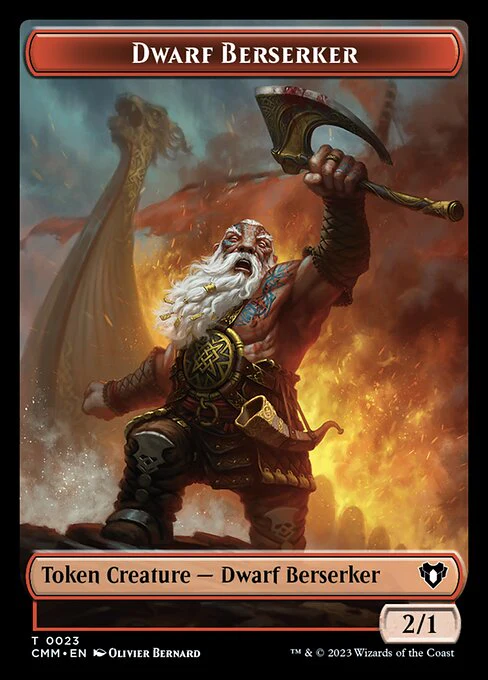 Zombie (0019) // Dwarf Berserker Double-Sided Token [Commander Masters Tokens] - Image 2